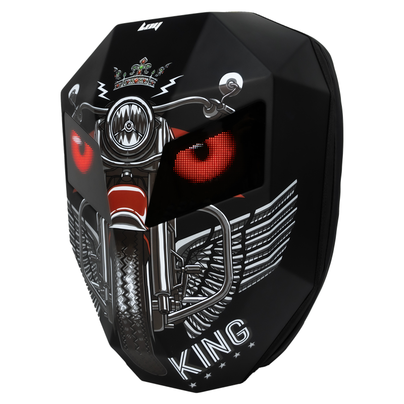 CRONY Iron Man Water transfer Crown LED Display Backpack Upgrade Iron Man LED Backpack Screen Knight Motorcycle Backpack Cool Travel Bag Scooter Bag -2