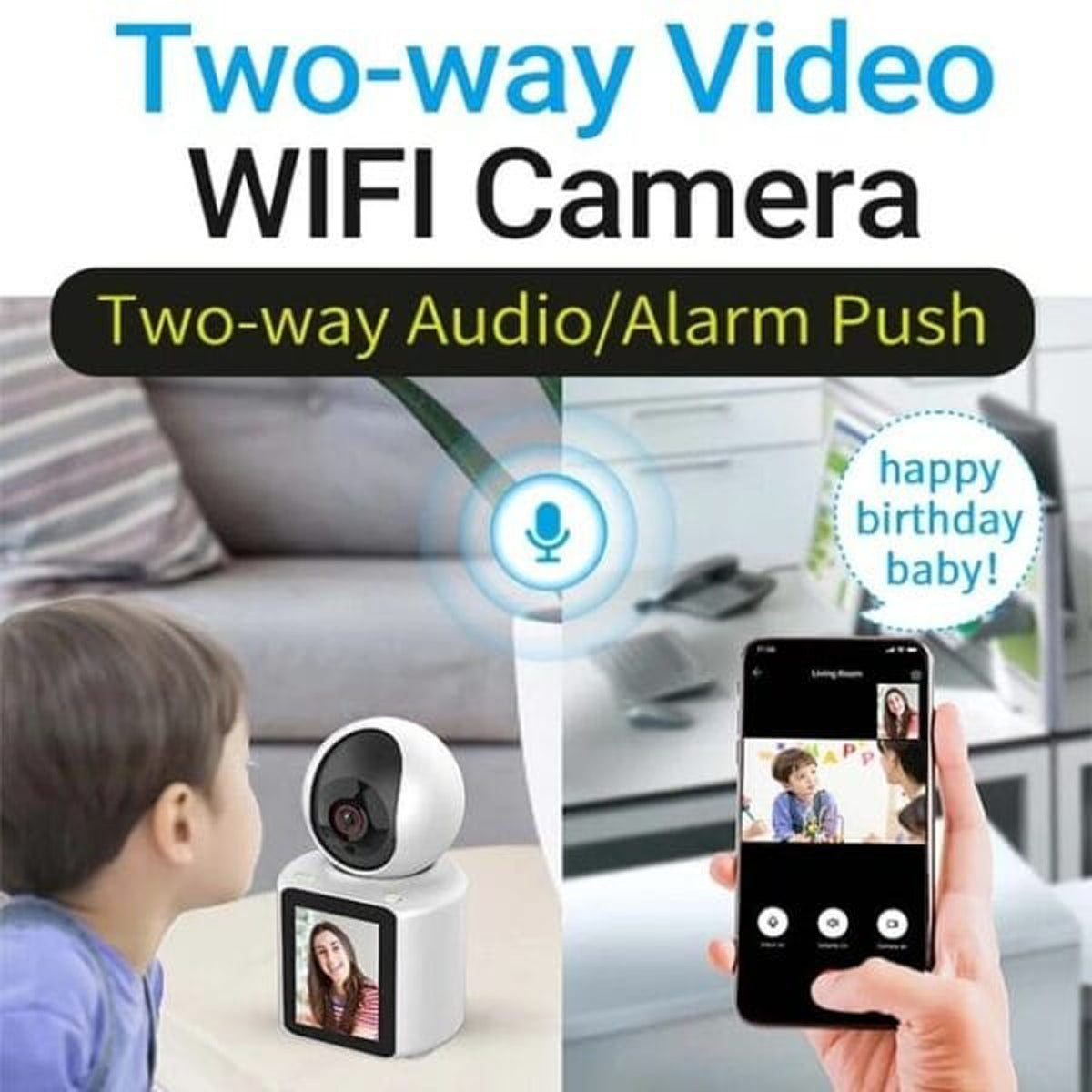 CRONY C30+ Video Calling Camera 2K WIFI Smart Home Security Camera with 1080P Display Real Time Intercom Two Way Audio Night Vision for Baby Monitor and Elderly Care