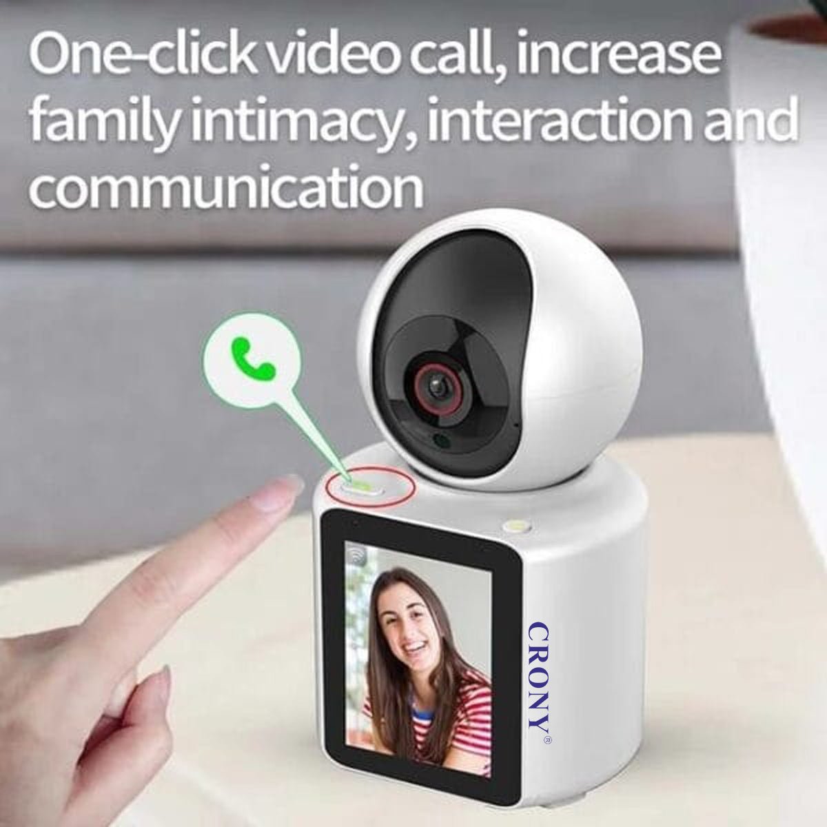 CRONY C30+ Video Calling Camera 2K WIFI Smart Home Security Camera with 1080P Display Real Time Intercom Two Way Audio Night Vision for Baby Monitor and Elderly Care