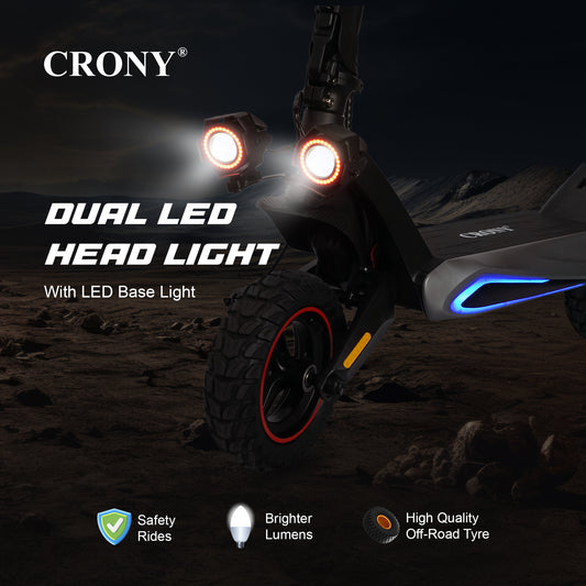 CRONY T2 Electric Scooter for Adults Range Front and Rear Suspension E Bike with APP