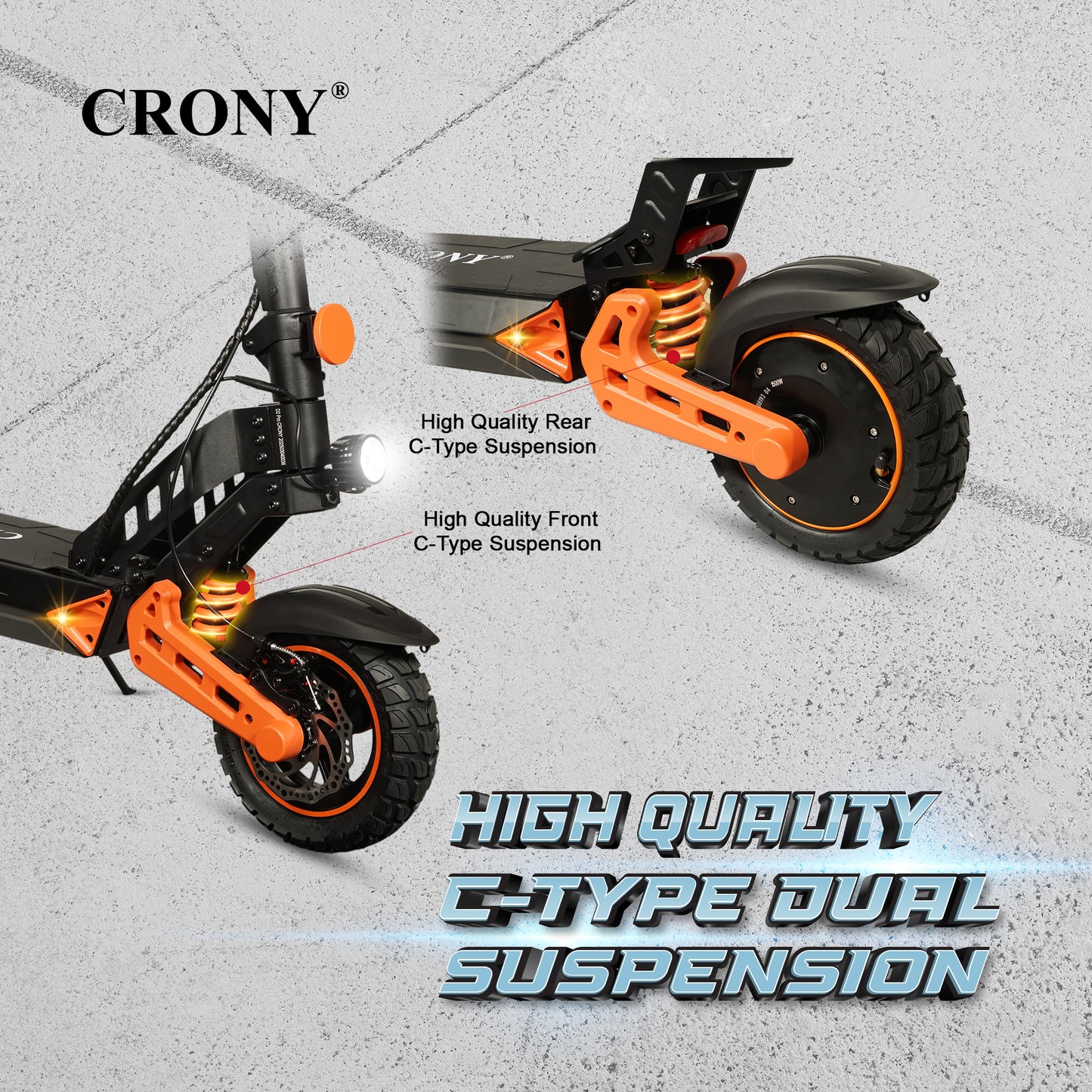 CRONY D2 PRO Electric Scooter Dual Suspension for Adults APP Connectivity