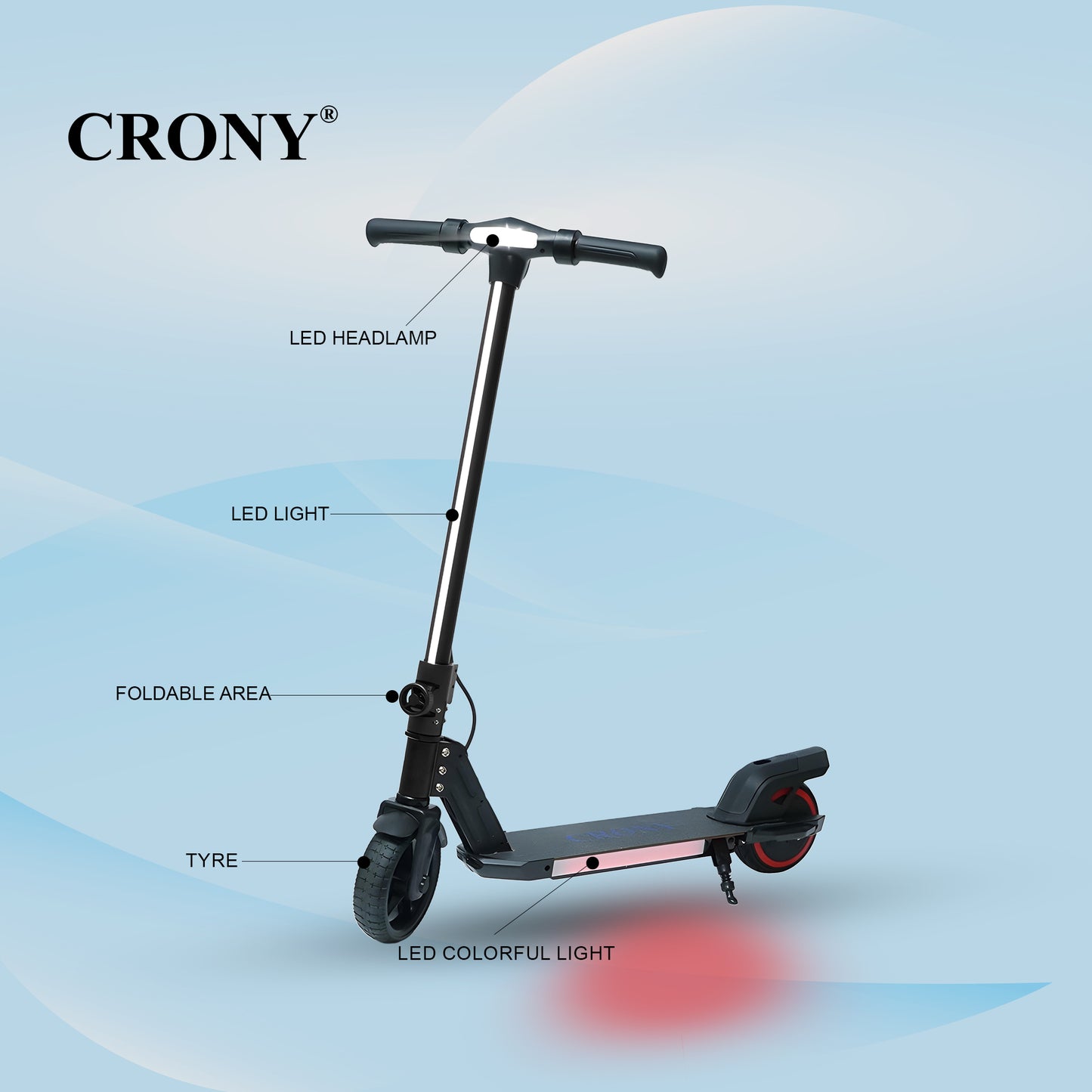 CRONY S31 Kids Electric Scooter With LED colored lights