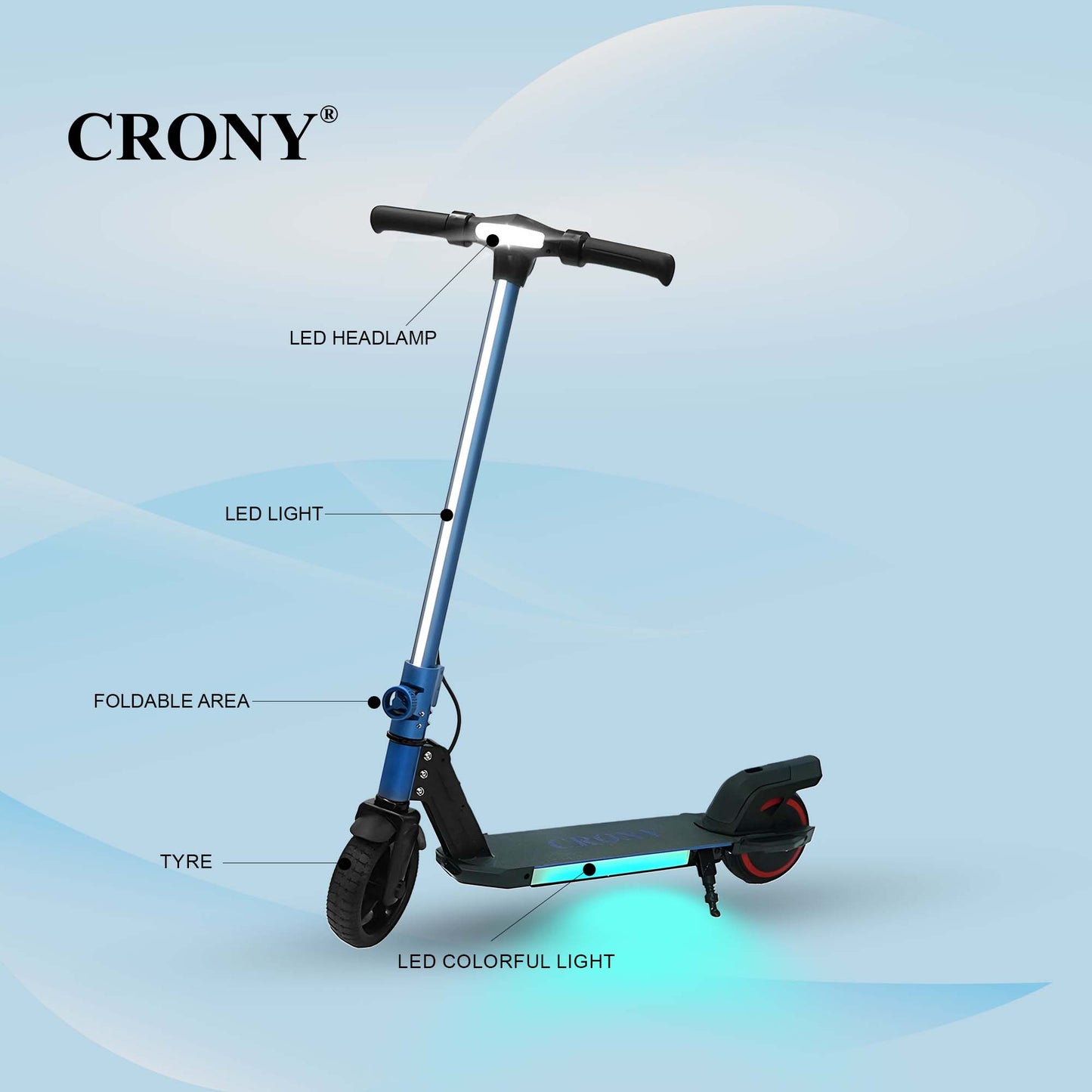 CRONY S31 Kids Electric Scooter With LED colored lights
