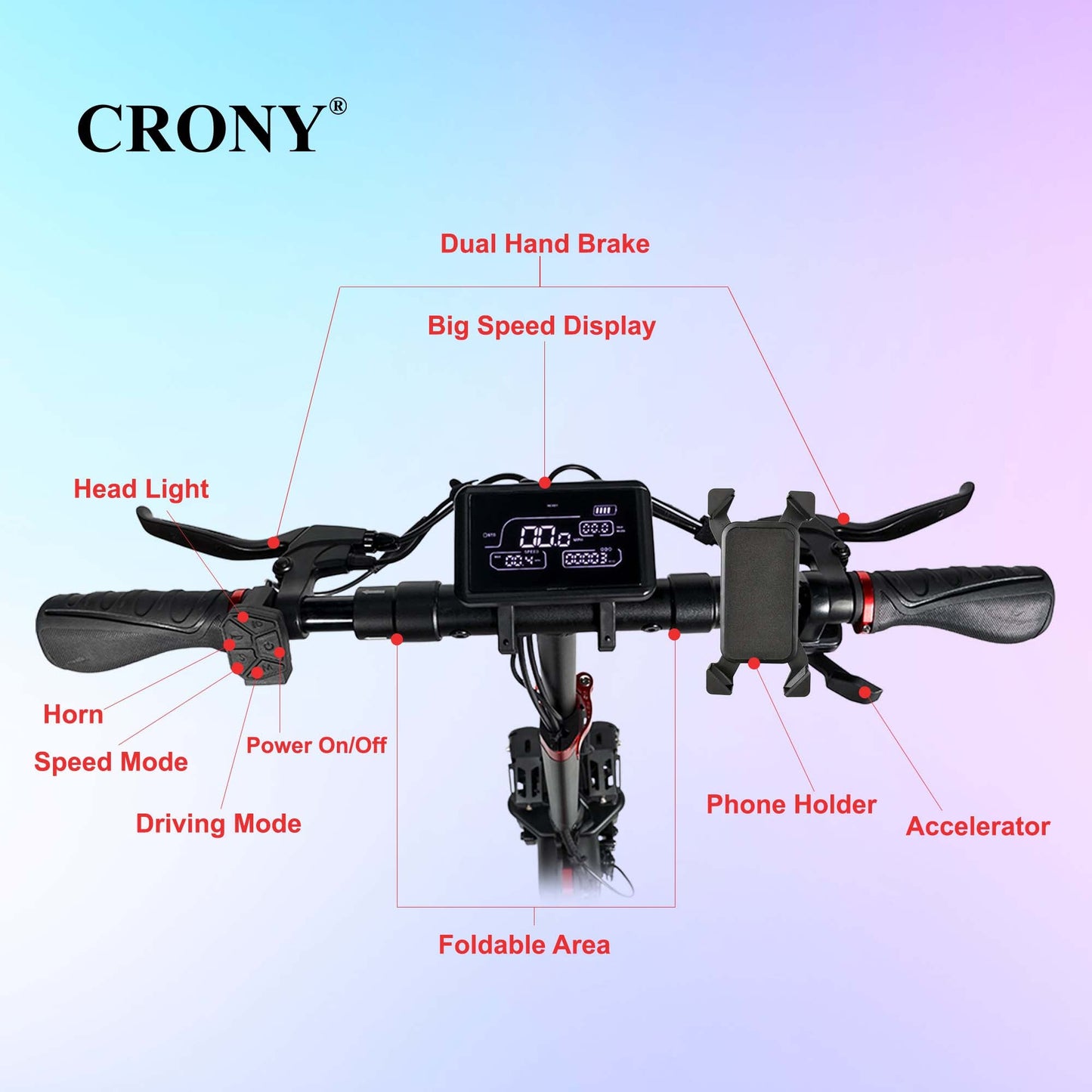 CRONY T4 Electric Scooter Big LCD Display With Seat 2000W Motor Smart App Control