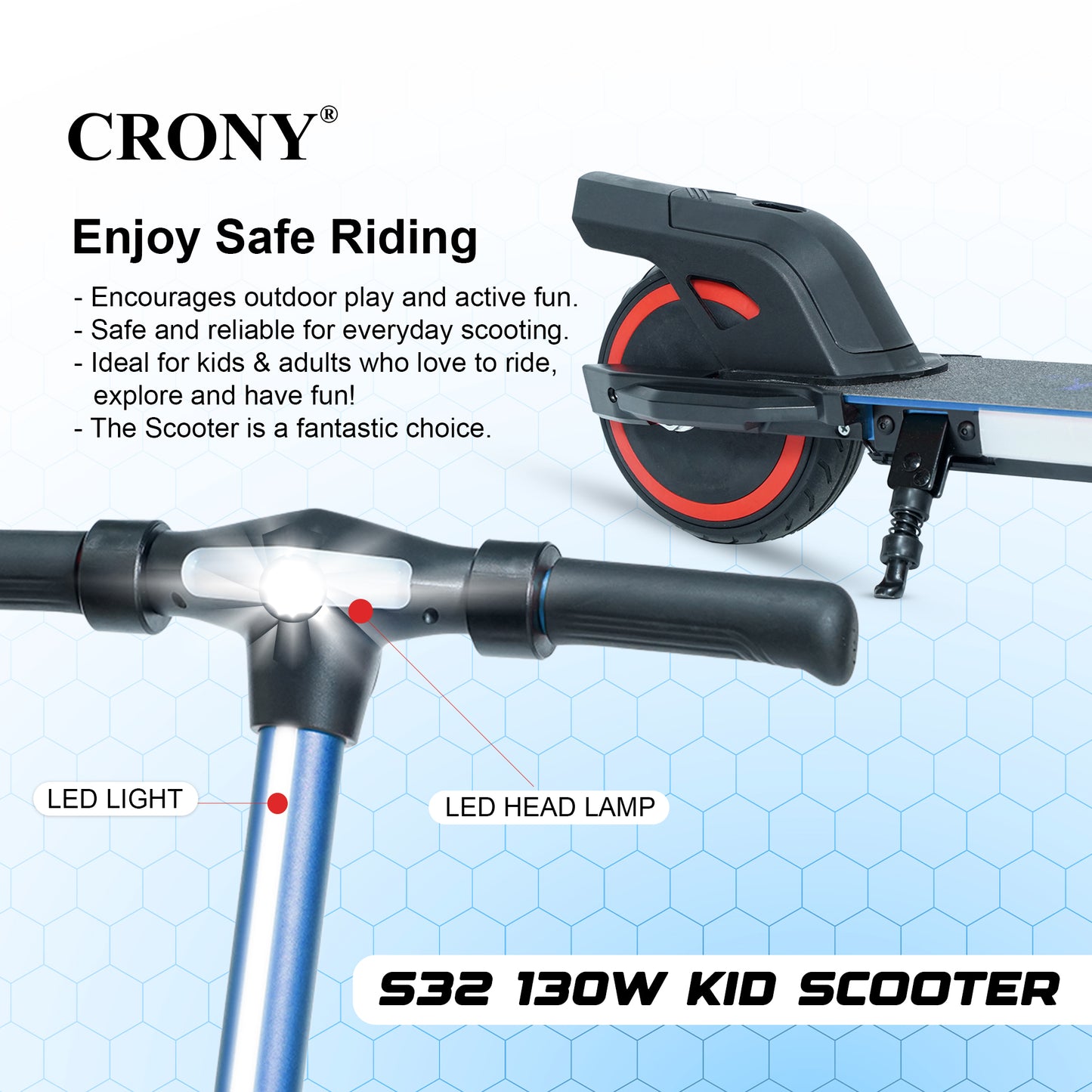 CRONY S31 Kids Electric Scooter With LED colored lights
