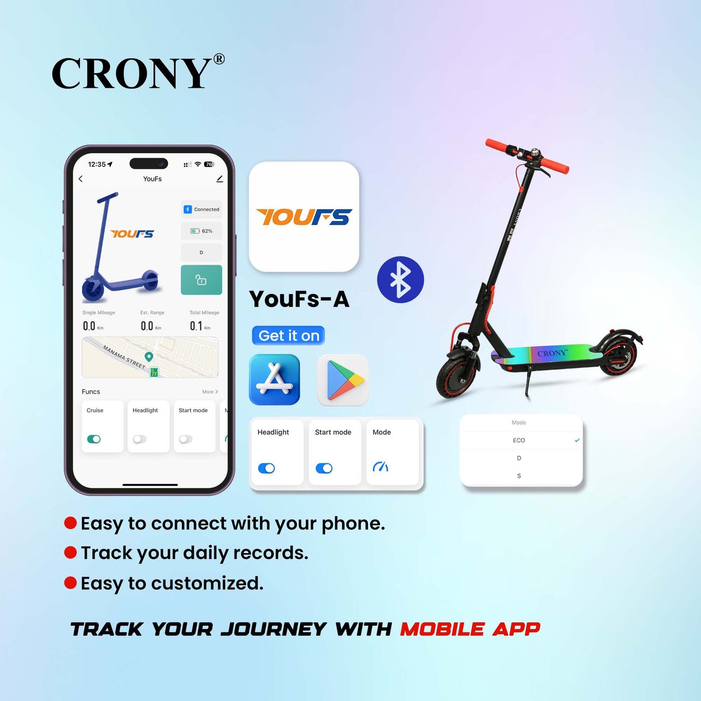 CRONY XM M365 Scooter APP with 7 colors LED with APP