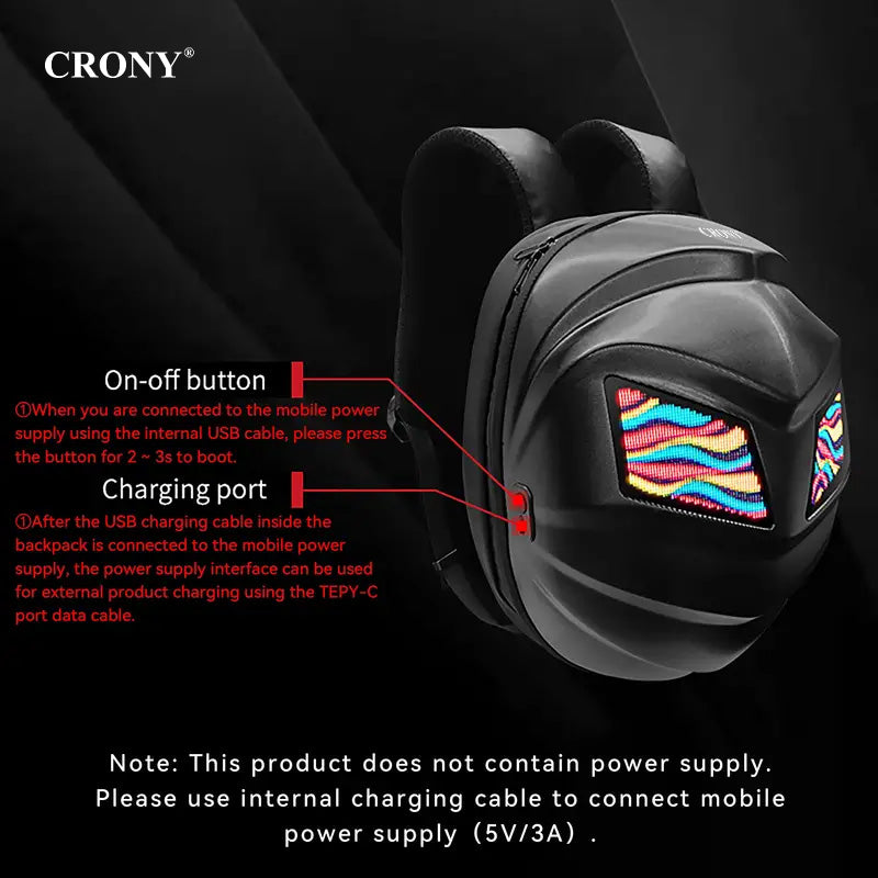 CRONY Owl LED Display Backpack Owl LED Eyes Motor Backpack, Backpack, Phone Control Screen Bag, Scooter Bag Bring