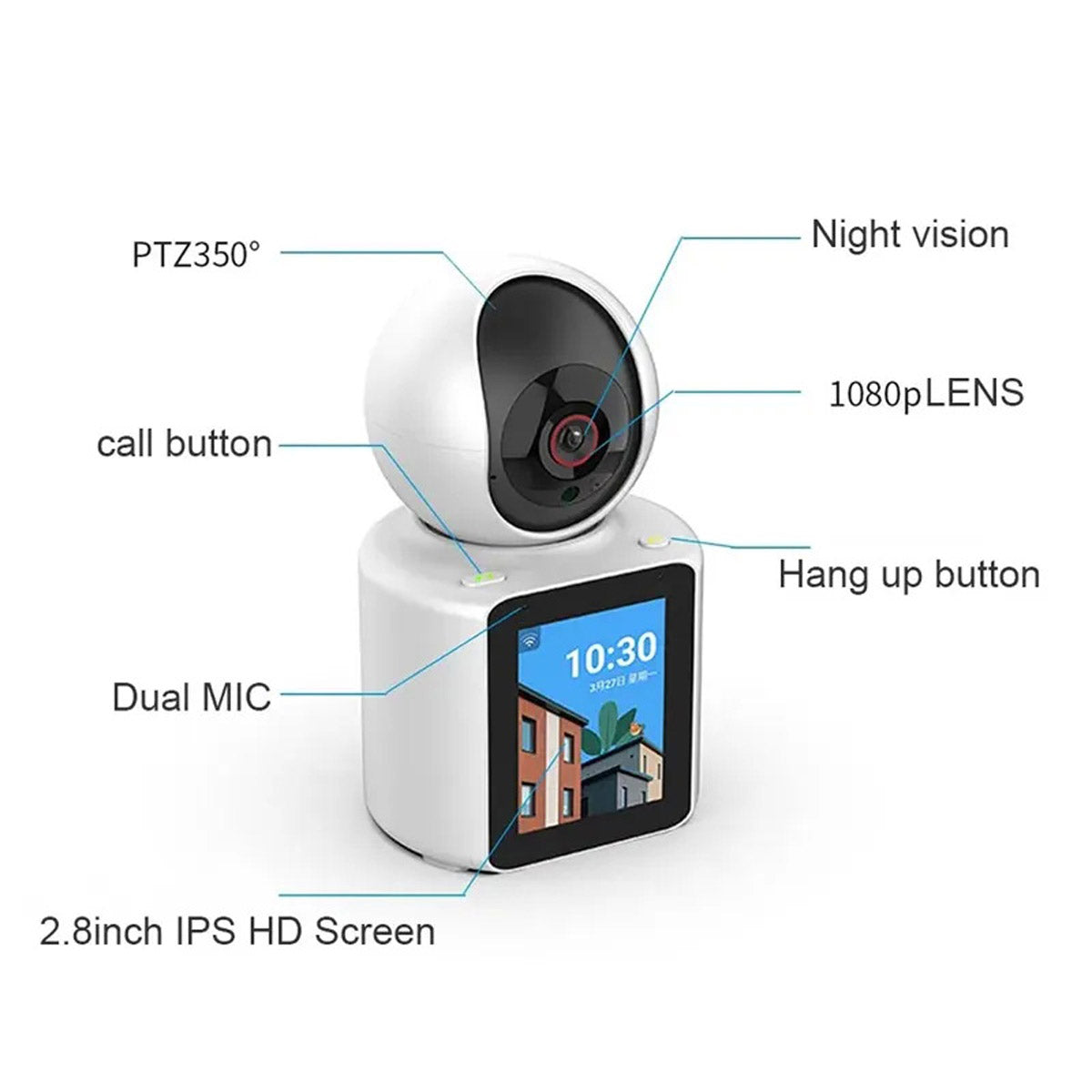 CRONY C30+ Video Calling Camera 2K WIFI Smart Home Security Camera with 1080P Display Real Time Intercom Two Way Audio Night Vision for Baby Monitor and Elderly Care