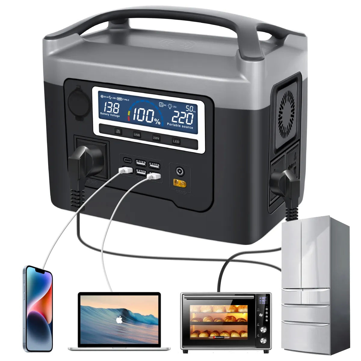 CRONY BS800+ Portable Power Station 800W Portable Power Station Large Capacity Fast Charging Multi-Protection for Outdoor Emergency