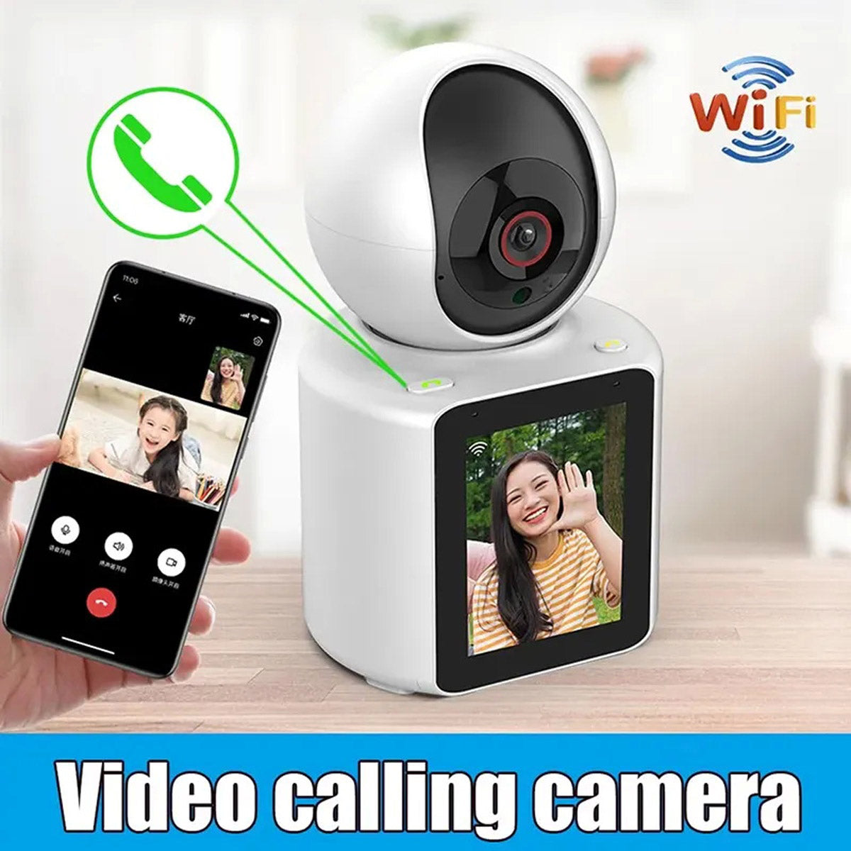CRONY C30+ Video Calling Camera 2K WIFI Smart Home Security Camera with 1080P Display Real Time Intercom Two Way Audio Night Vision for Baby Monitor and Elderly Care