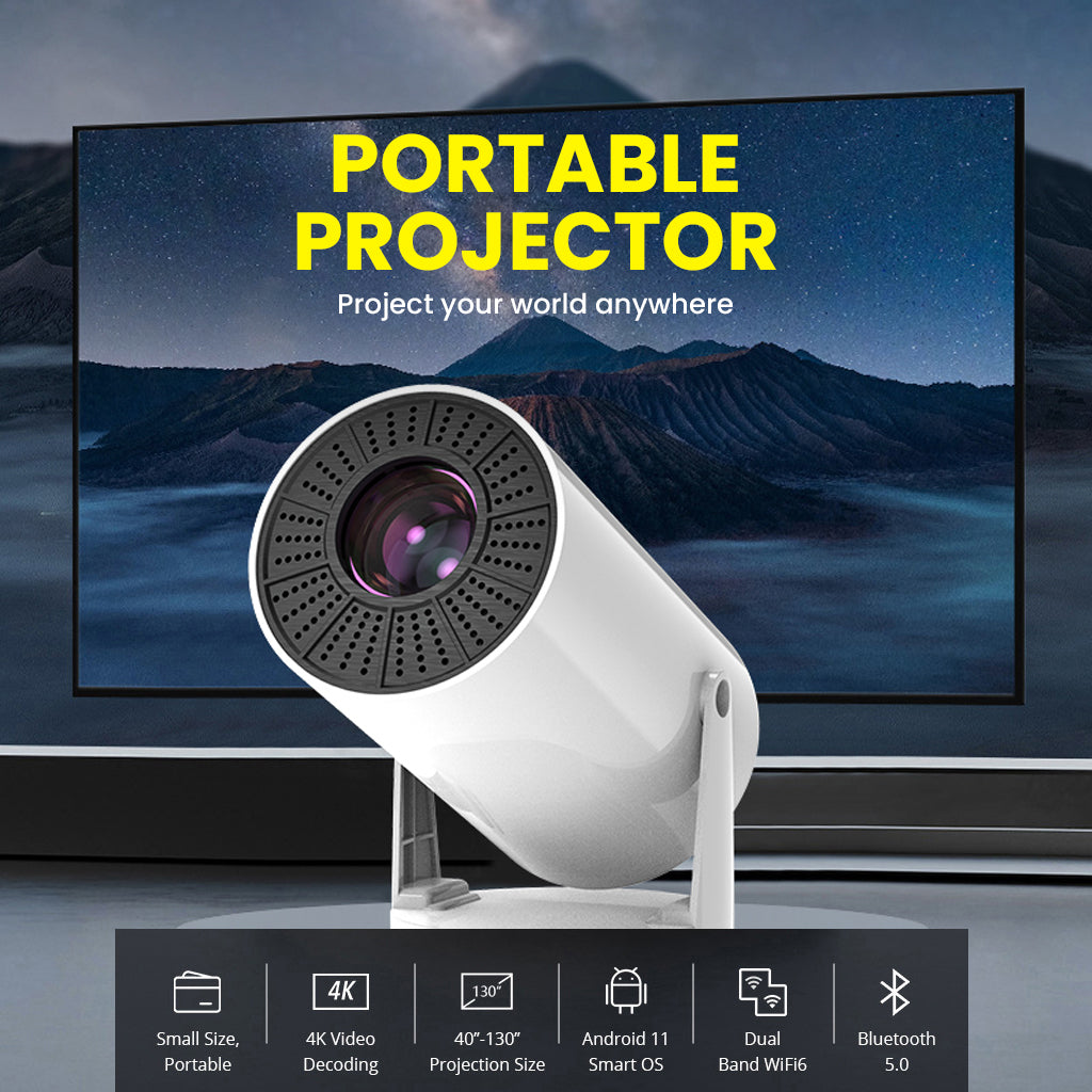 CRONY K1 Cylinder Projector Portable Mini Home Theater 720P Android Projector with WiFi Bluetooth HDMI USB 120 Lumens Indoor Movie Projector for Kids and Family