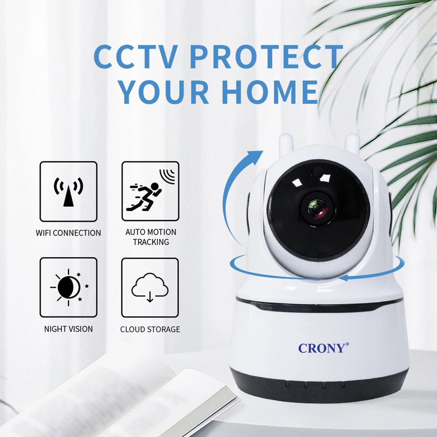 CRONY NIP-26 1080p WiFi Home Smart Camera Indoor Security Surveillance with Night Vision Monitor with iOS Android App Compatible with Google Home