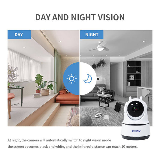 CRONY NIP-26 1080p WiFi Home Smart Camera Indoor Security Surveillance with Night Vision Monitor with iOS Android App Compatible with Google Home