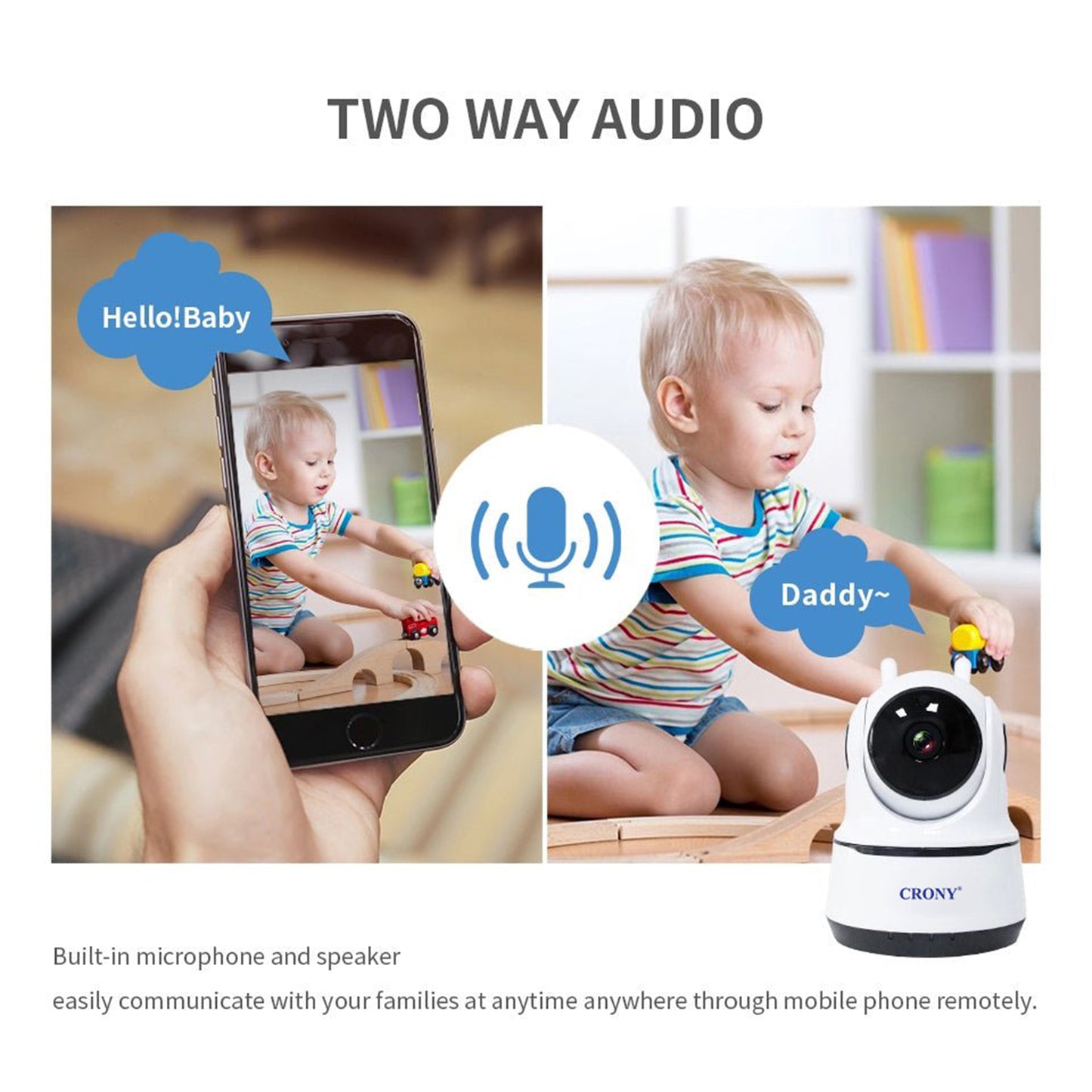 CRONY NIP-26 1080p WiFi Home Smart Camera Indoor Security Surveillance with Night Vision Monitor with iOS Android App Compatible with Google Home