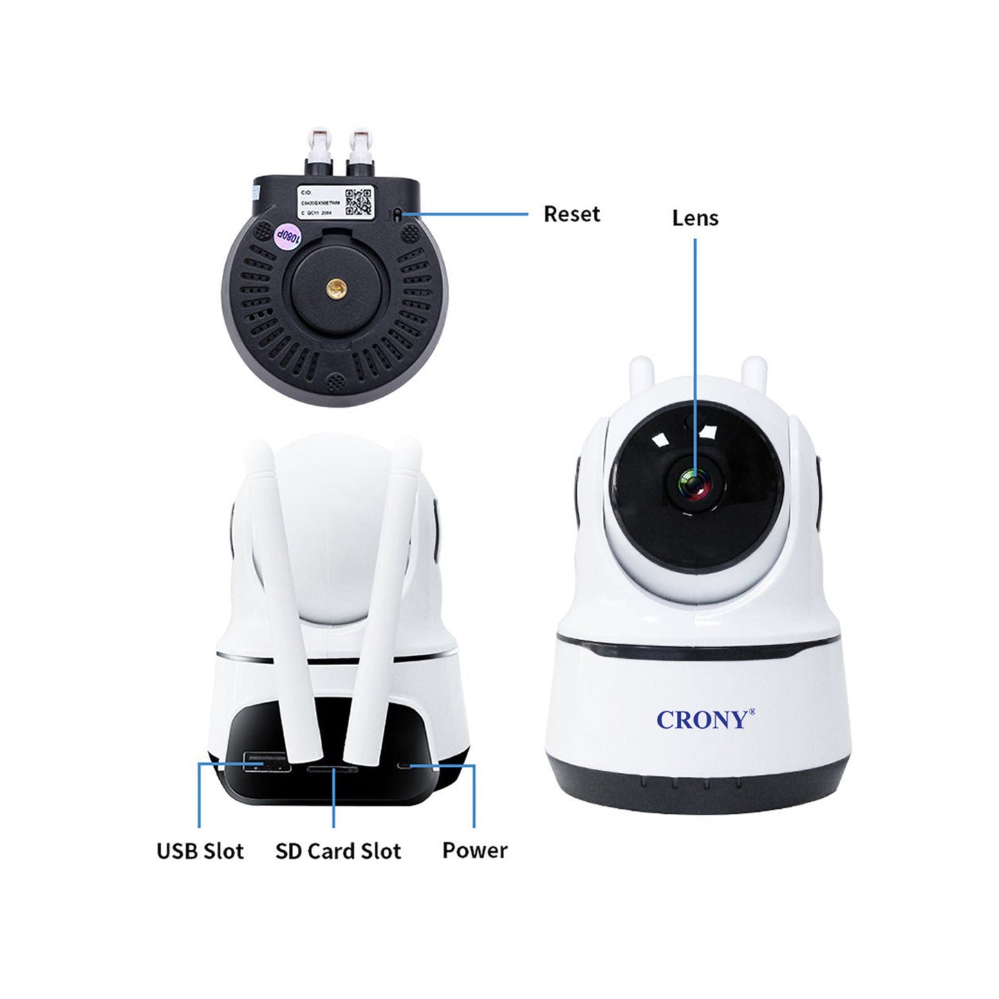 CRONY NIP-26 1080p WiFi Home Smart Camera Indoor Security Surveillance with Night Vision Monitor with iOS Android App Compatible with Google Home