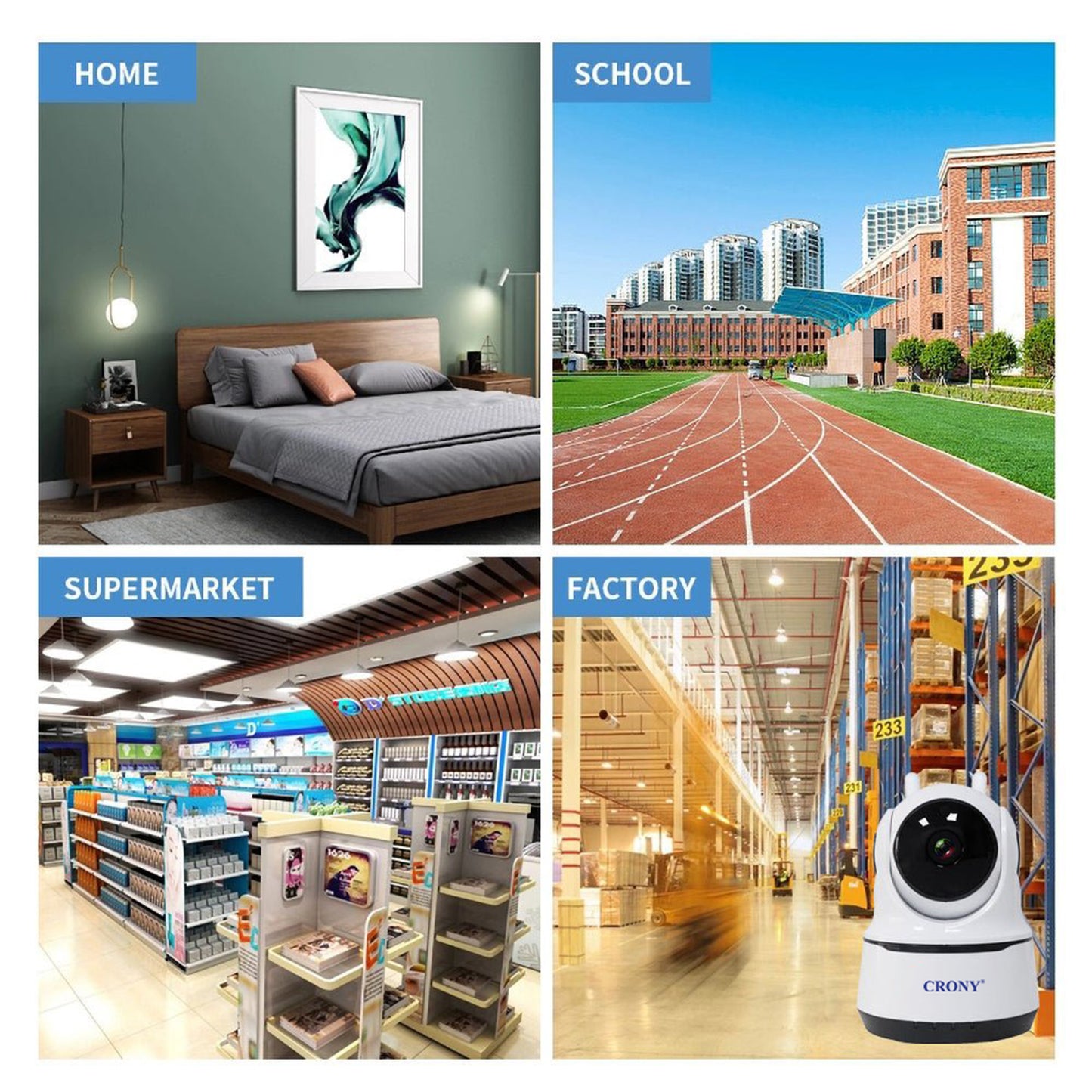 CRONY NIP-26 1080p WiFi Home Smart Camera Indoor Security Surveillance with Night Vision Monitor with iOS Android App Compatible with Google Home