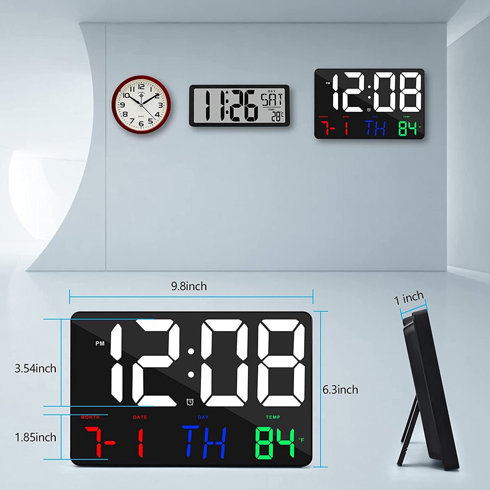 CRONY 717 White words wall clock Digital Clock Large Display 11.4" Digital Calendar Alarm Day Clock with Wireless Remote Control