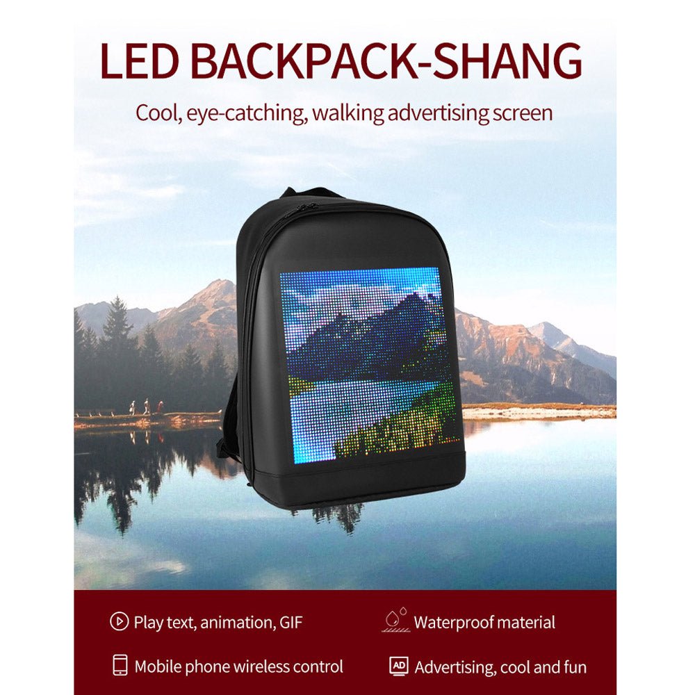 CRONY T2 AD LED display backpack light screen waterproof smart back packs bag led display backpack with led screen