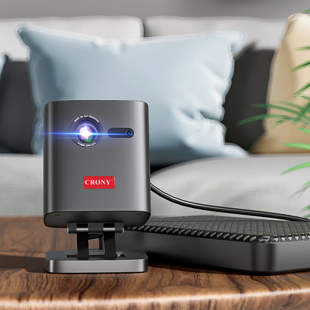بروجيكتور كروني C1000 ثلاثي الأبعاد عمودي مع مكبر صوت بلوتوث 1080p واي فاي ذكي LED DLP بروجيكتور فيديو مع بطارية