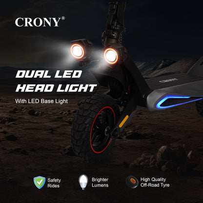 CRONY T2 Electric Scooter for Adults Range Front and Rear Suspension E Bike with APP