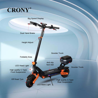 CRONY D2 PRO Electric Scooter Dual Suspension for Adults APP Connectivity