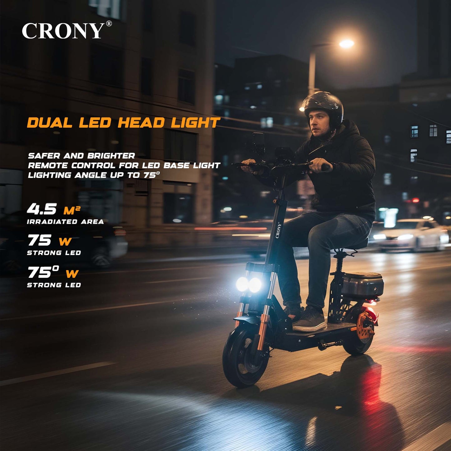 CRONY M5 Pro High-Speed Electric Scooter 10-Inch Wide Tires Waterproof App Connectivity