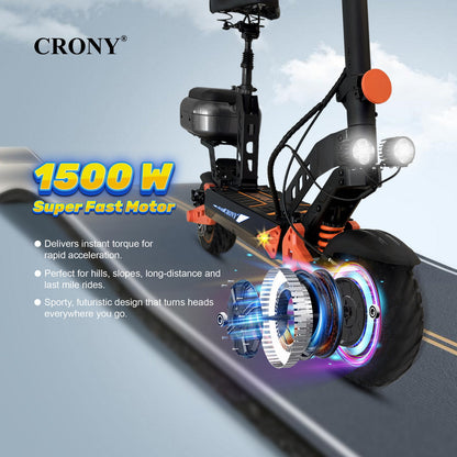 CRONY D2 Pro Electric Scooter Dual Suspension Aluminum Frame LCD Display Bluetooth APP Folding Adult E Scooter