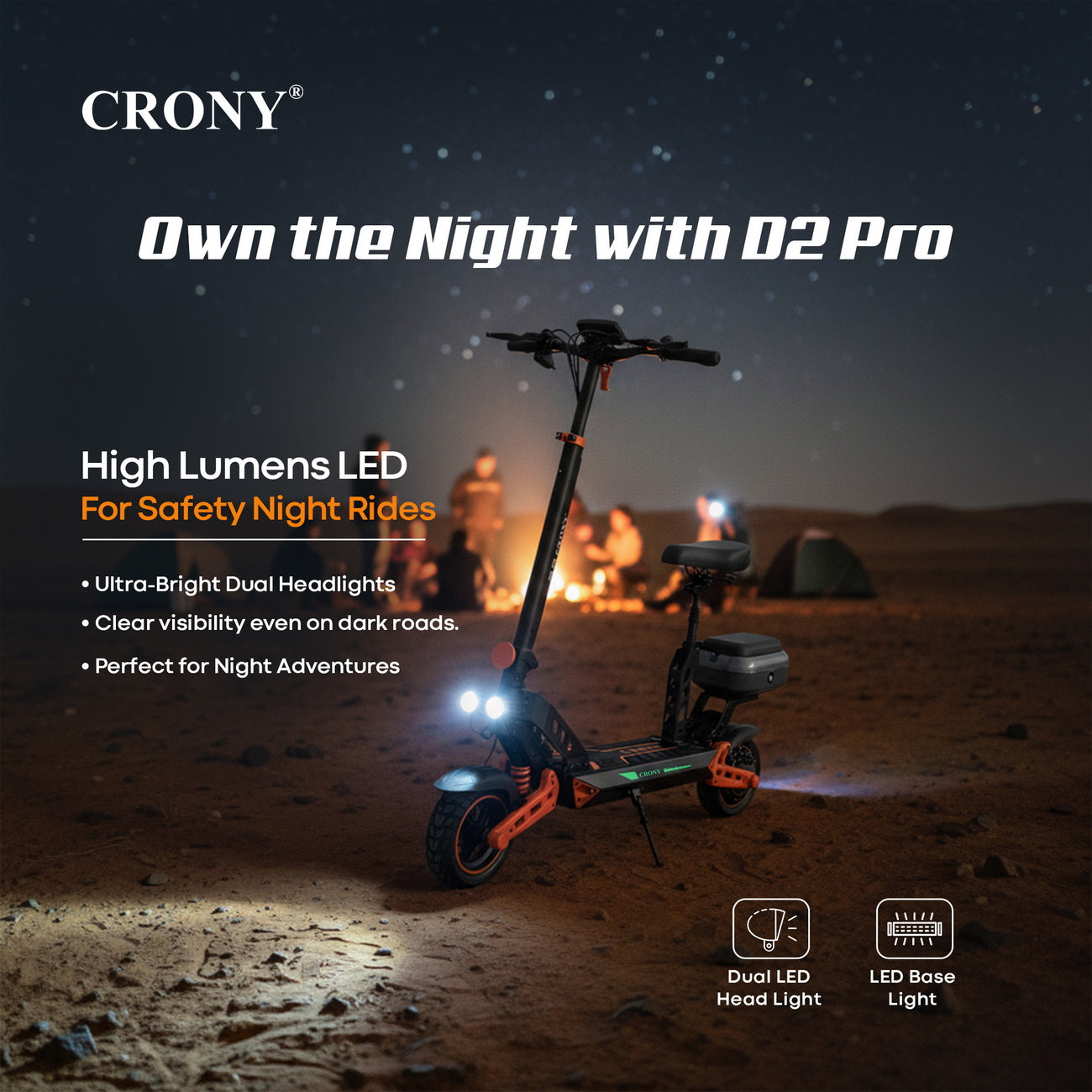 CRONY D2 Pro Electric Scooter Dual Suspension Aluminum Frame LCD Display Bluetooth APP Folding Adult E Scooter