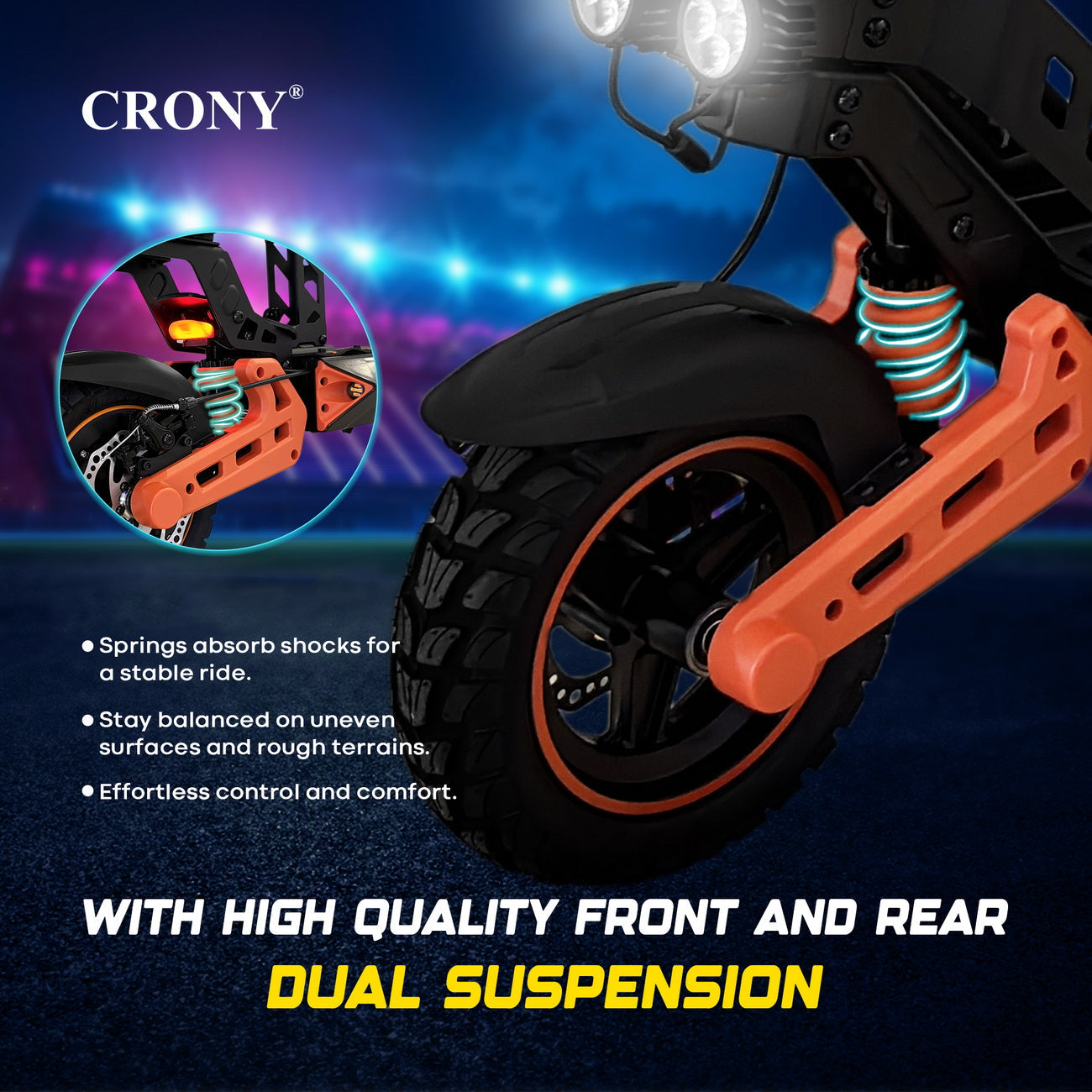 CRONY D2 Pro Electric Scooter Dual Suspension Aluminum Frame LCD Display Bluetooth APP Folding Adult E Scooter