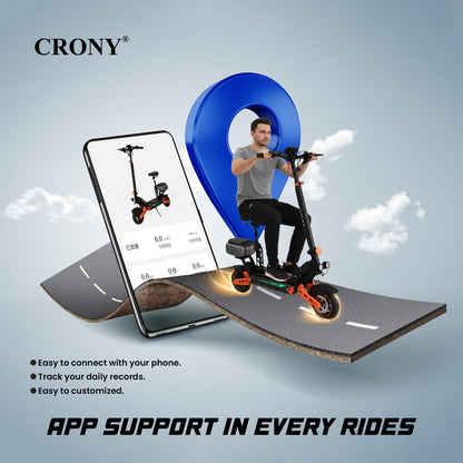 CRONY D2 Pro Electric Scooter Dual Suspension Aluminum Frame LCD Display Bluetooth APP Folding Adult E Scooter