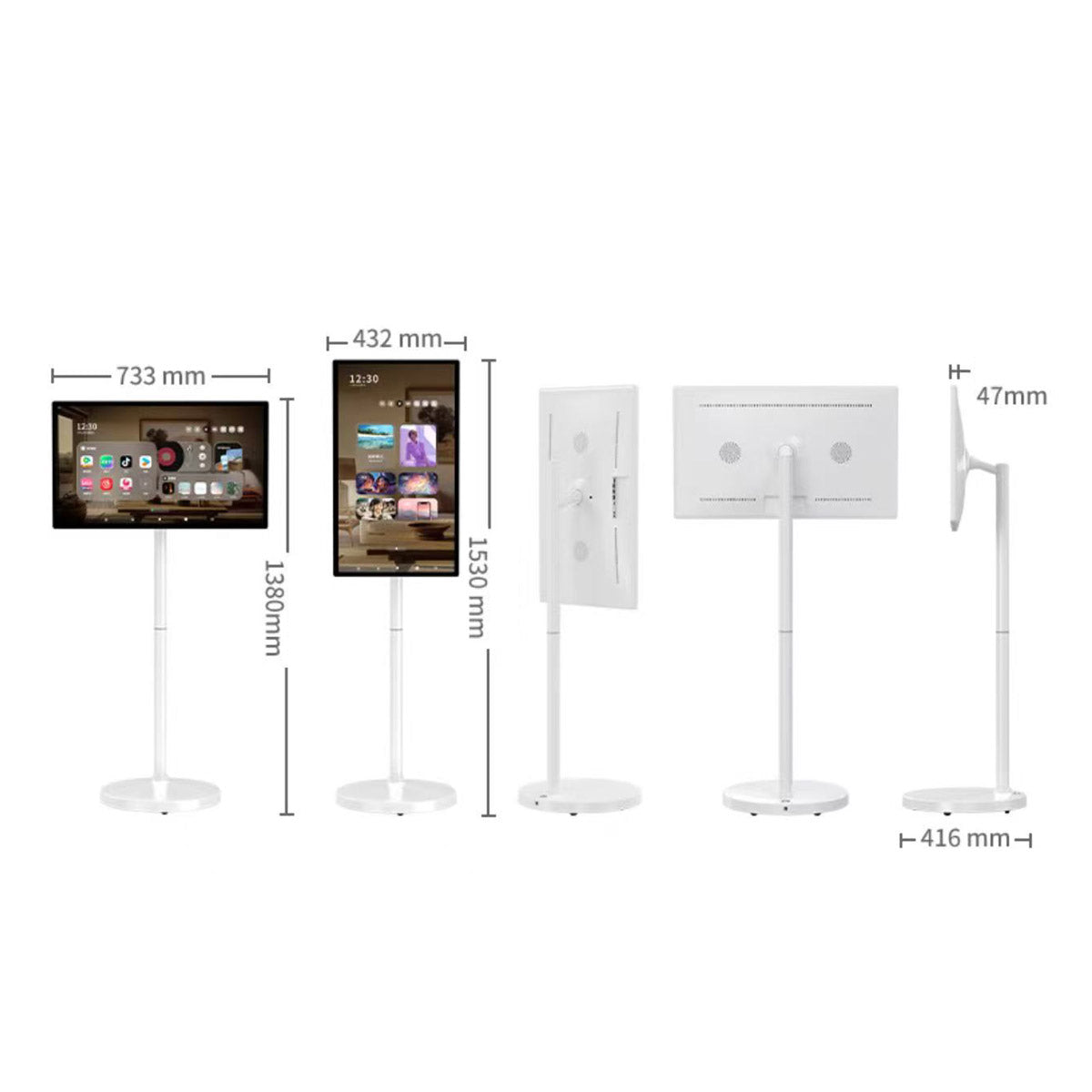 CRONY TX32-1 mobile display 32 Inch Wheeled Portable Monitor with Touch 1080p Built-in Battery Speakers Bluetooth Enabled Advertising display