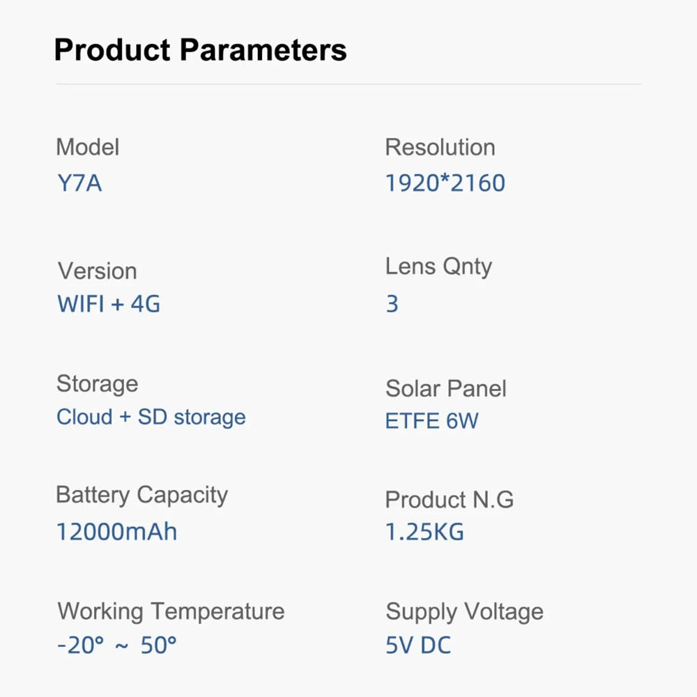 CRONY Y7A 4G-WiFi-4K-8MP(10X) Solar Triple-lens Linkage Camera CCTV 9W Solar Panel