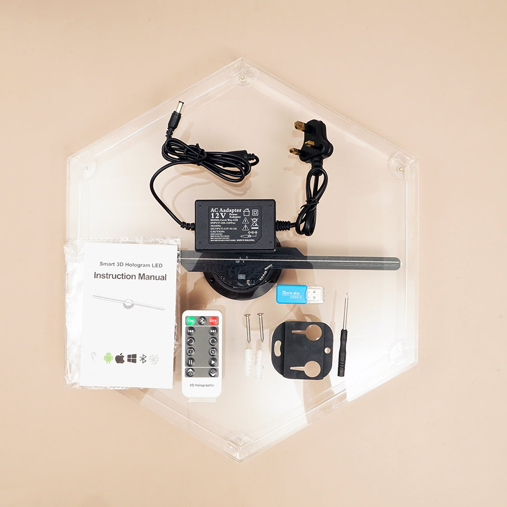 CRONY 32cm Fan Screen With 6-sided Protection Cover 3D Holographic LED Fan