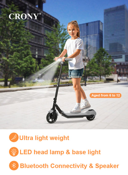 CRONY ZL-E7 Kids Electric Scooter with Speaker Foldable Lightweight Frame with Vacuum Tires