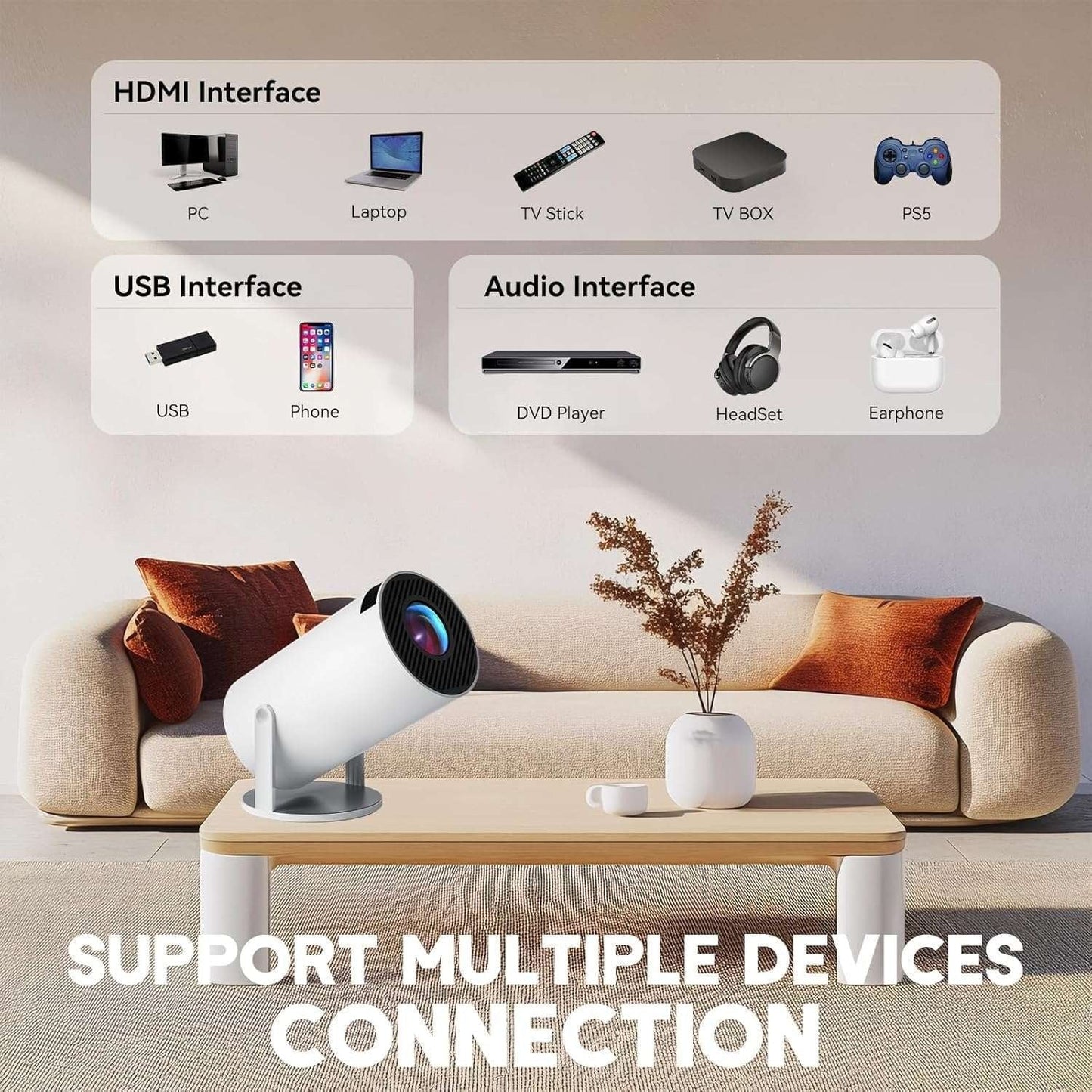 بروجيكتور الألعاب CRONY HY-300A بزاوية 180° تركيز تلقائي بروجيكتور فيديو منزلي محمول