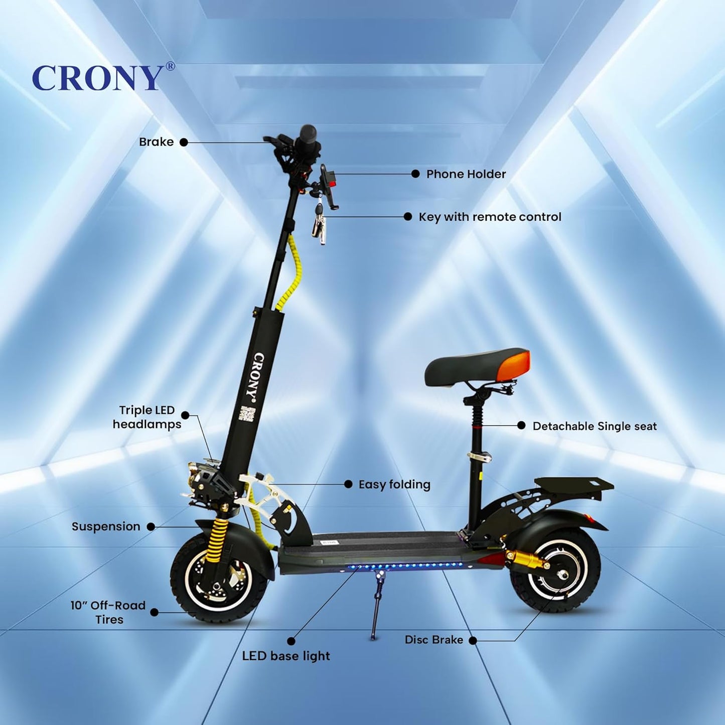 CRONY V10+ PRO 1500W 10 inch Wide tire High configuration E-Scooter