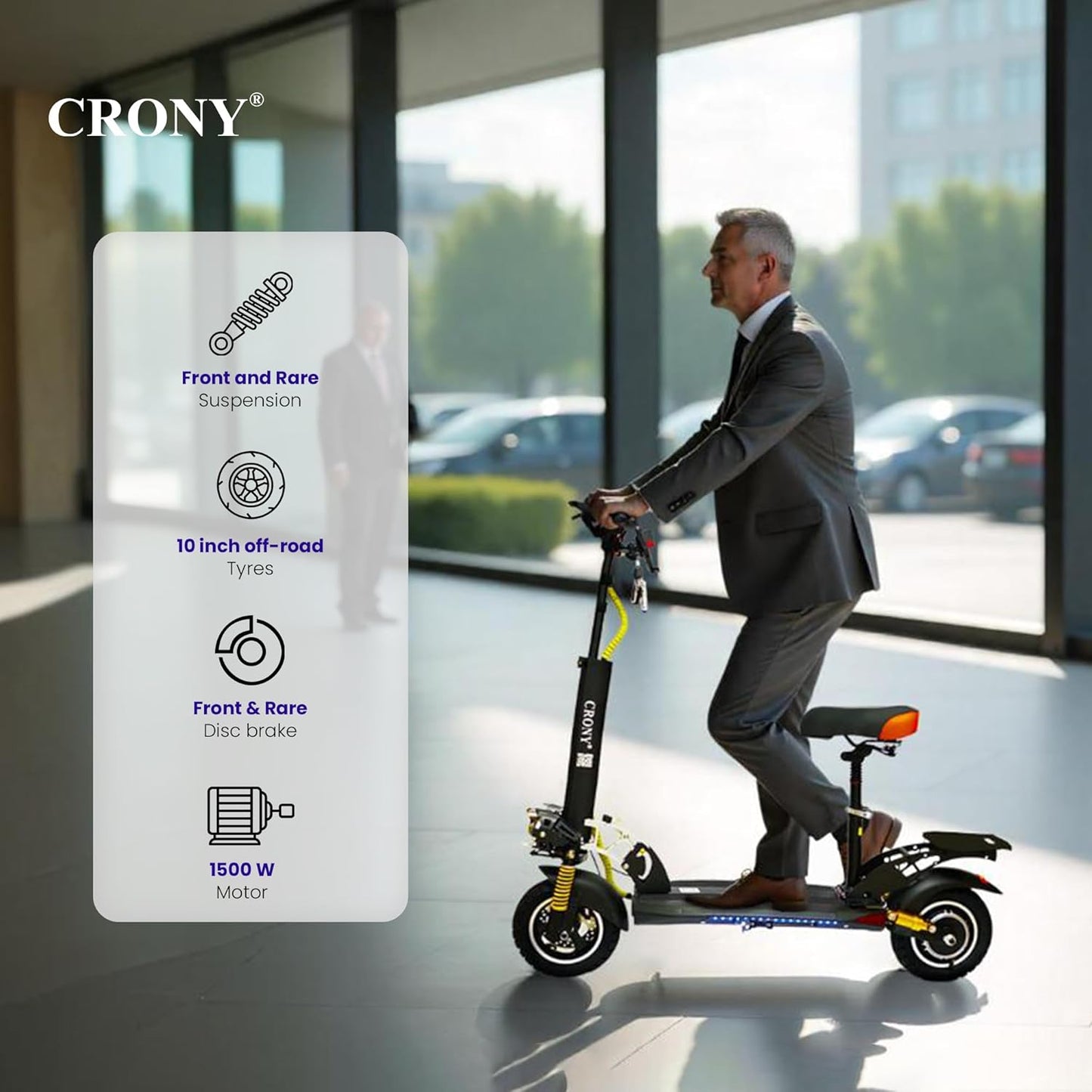 CRONY V10+ PRO 1500W 10 inch Wide tire High configuration E-Scooter