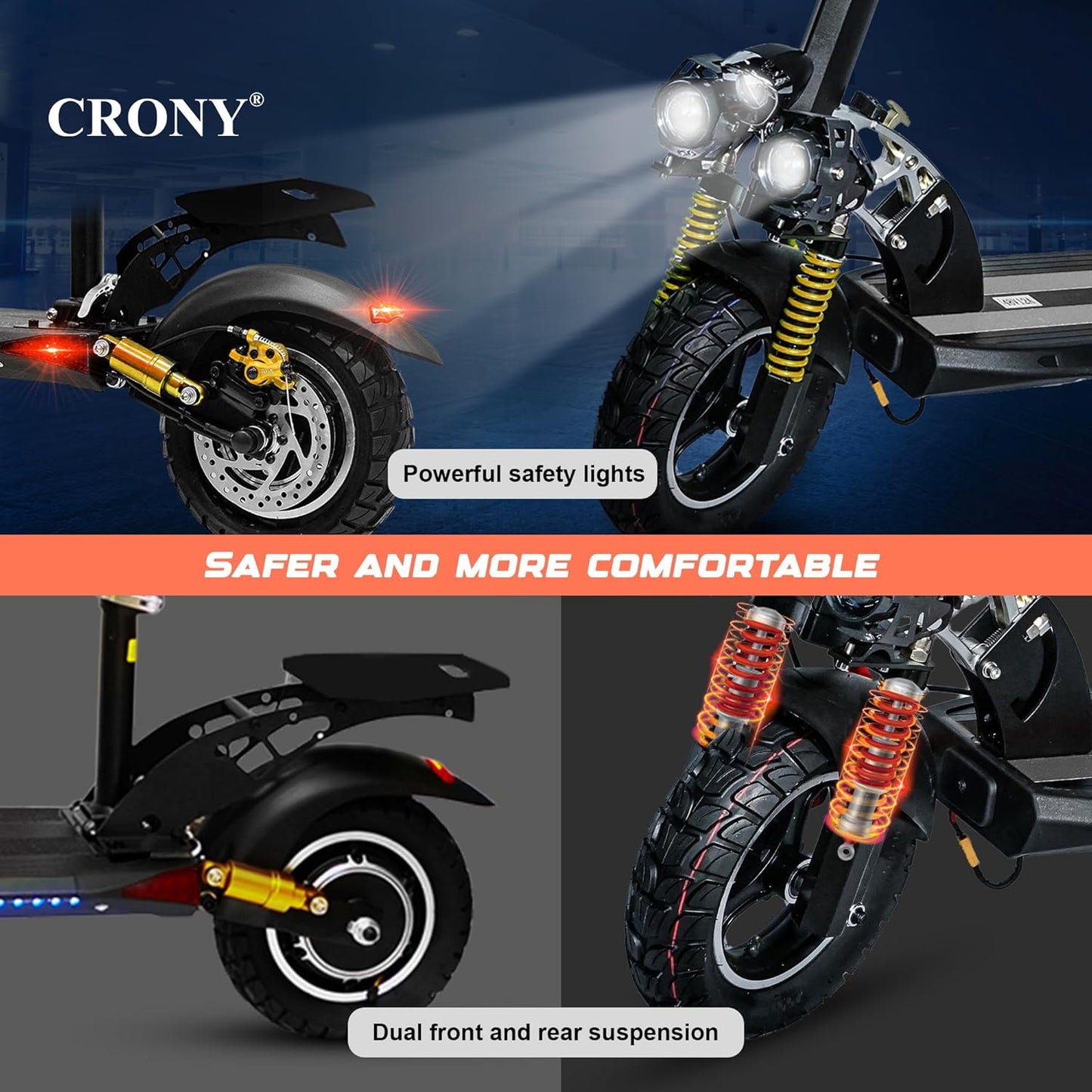 CRONY V10+ PRO 1500W 10 inch Wide tire High configuration E-Scooter
