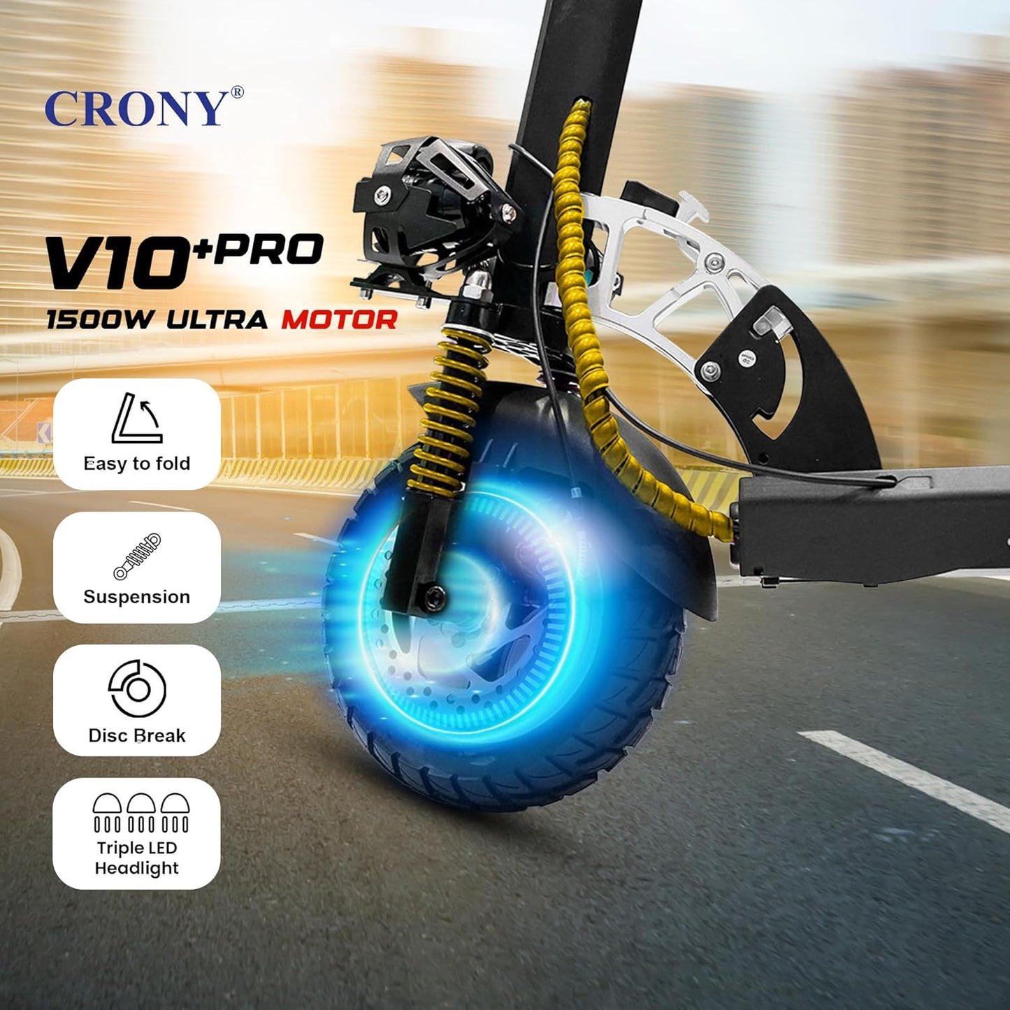 CRONY V10+ PRO 1500W 10 inch Wide tire High configuration E-Scooter
