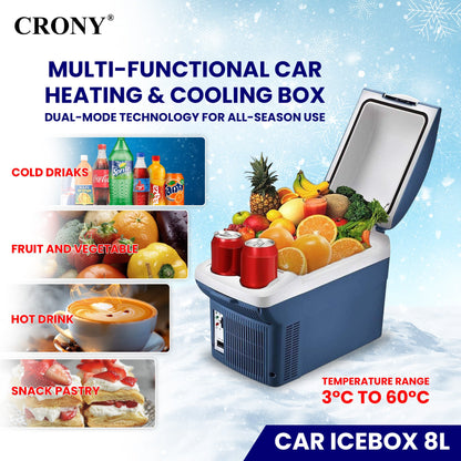 CRONY Car Icebox 8L Low Noise Compact Refrigerators Mini Fridge Portable Cooler Car Refrigerator