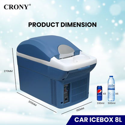 CRONY Car Icebox 8L Low Noise Compact Refrigerators Mini Fridge Portable Cooler Car Refrigerator