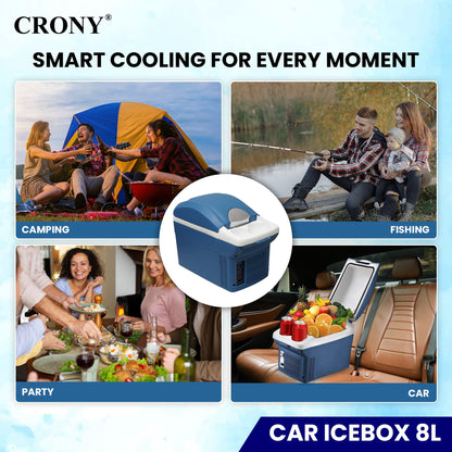 CRONY Car Icebox 8L Low Noise Compact Refrigerators Mini Fridge Portable Cooler Car Refrigerator