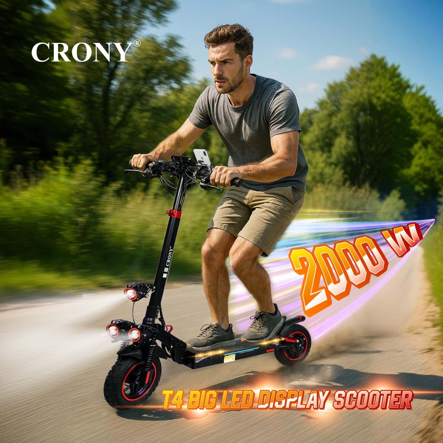 CRONY T4 Electric Scooter Big LCD Display With Seat 2000W Motor Smart App Control