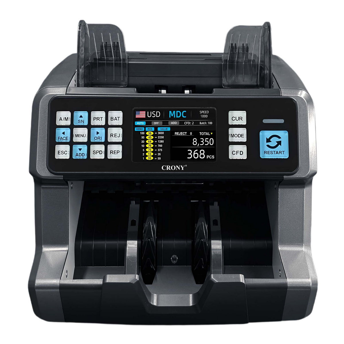 CRONY AL-9201 Money Counter Bill Counter with UV MG IR CIS Detection 1200pcs/min