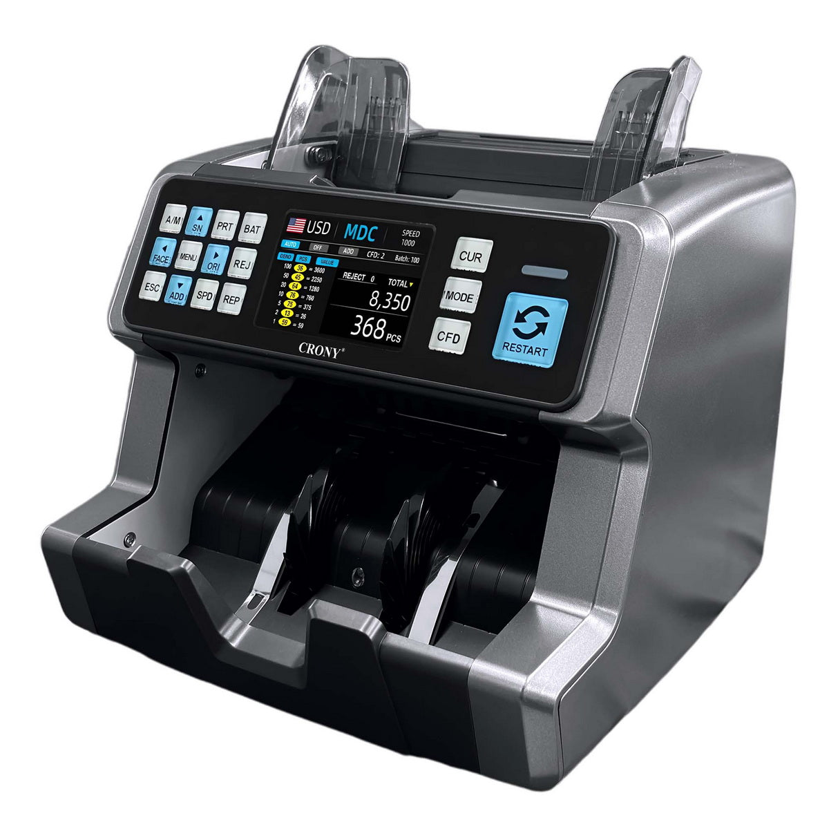 CRONY AL-9201 Money Counter Bill Counter with UV MG IR CIS Detection 1200pcs/min