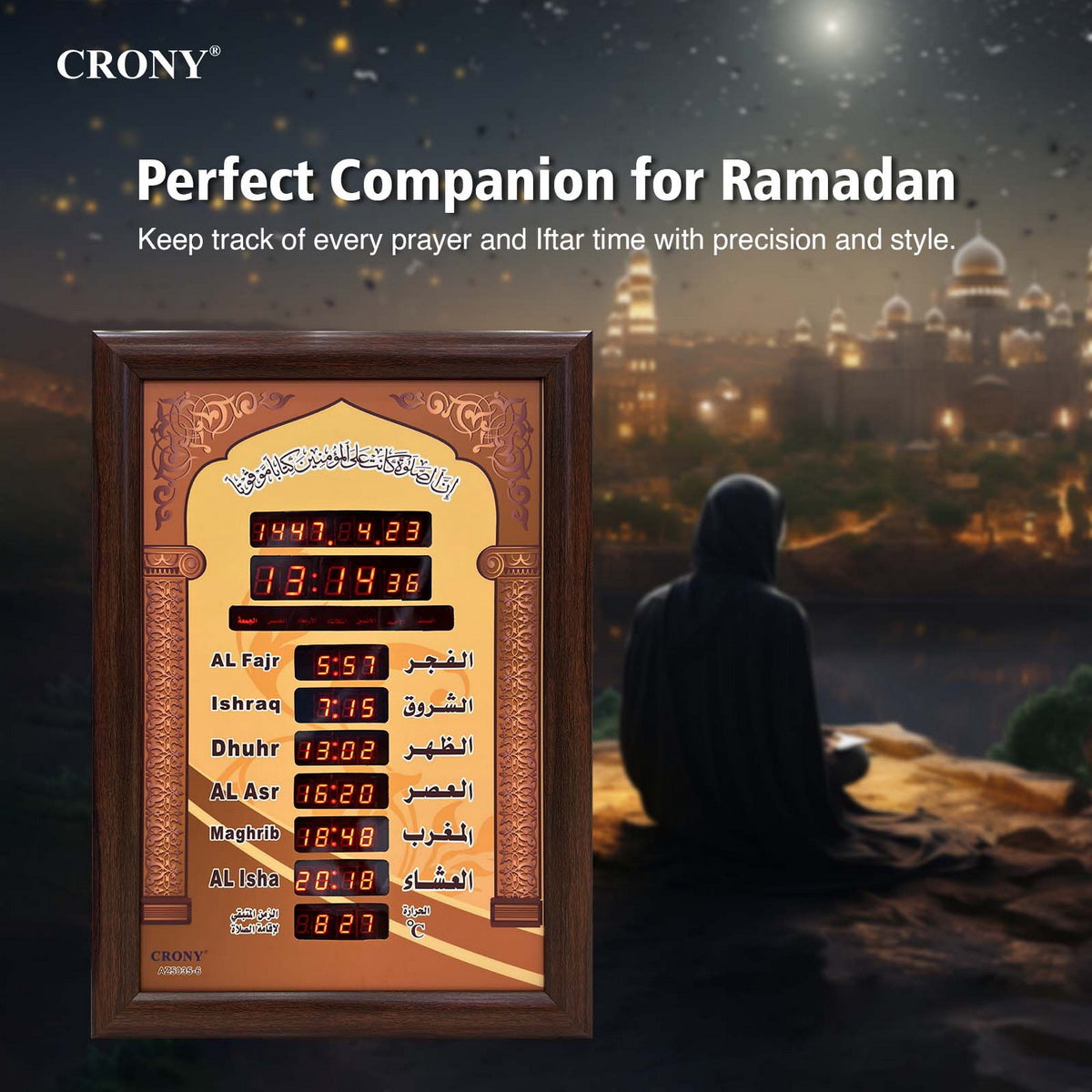CRONY AZ5035-6 clock Islamic Azan Wall Clock Mosque Prayer Clock Ramadan