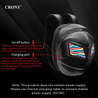 CRONY Owl LED Display Backpack Owl LED Eyes Motor Backpack, Backpack, Phone Control Screen Bag, Scooter Bag Bring