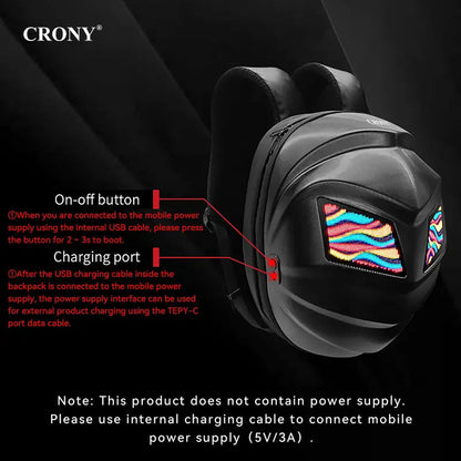 حقيبة ظهر كروني آيرون مان مع شاشة LED لنقل المياه - ترقية حقيبة ظهر آيرون مان مع شاشة LED - حقيبة دراجة نارية فارس - حقيبة سفر رائعة - حقيبة سكوتر - 2