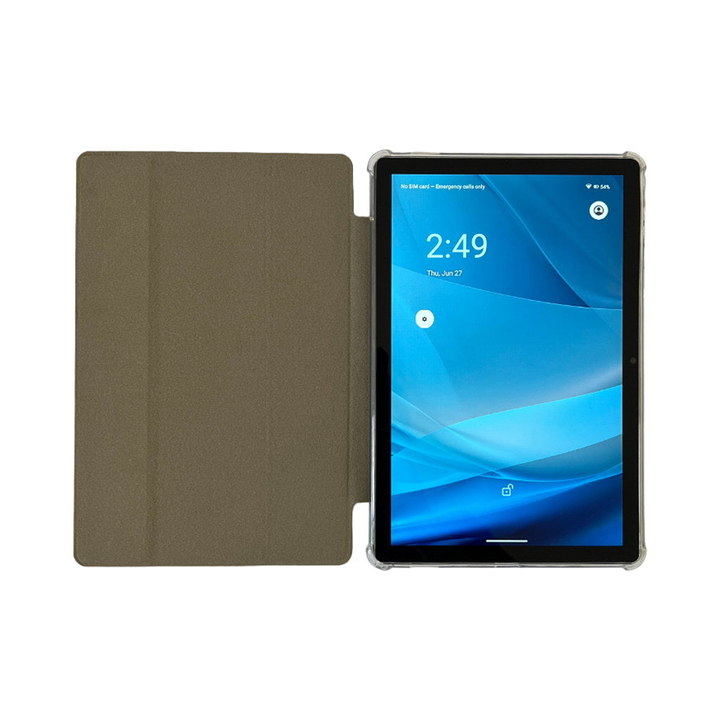 Y101 10.1 inch touch tablet with leather case, can make calls, with OCTA CORE; 4+128GB; 5MP front camera + 13MP rear camera; ANDROID 14; 6000mAh battery