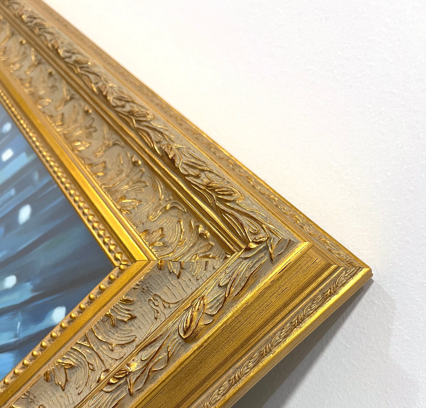 Heavy European style golden wood grain frame and real-life handmade oil painting - horse painting